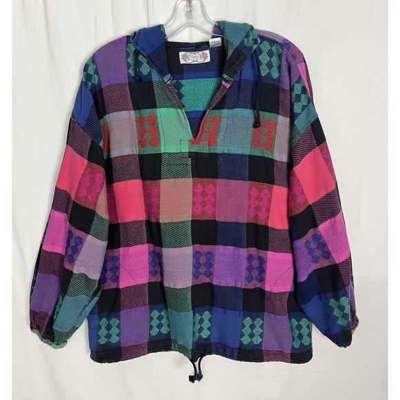 angelique Tops - Vintage 90s Angelique Imports Patchwork Hoodie Pullover 100% Cotton Free Size